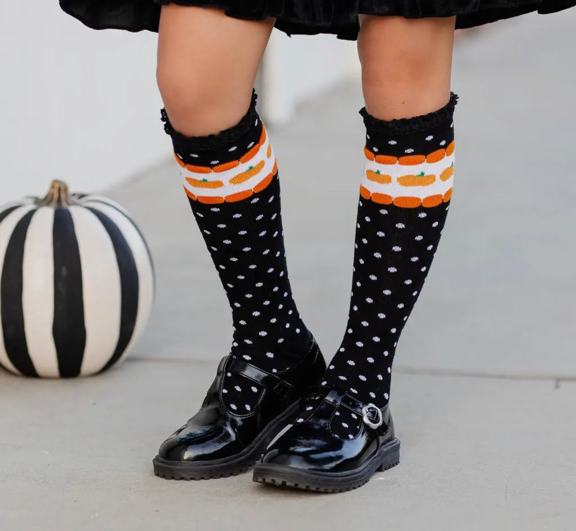 Little Stocking Co. Pumpkin Dot Knee Socks