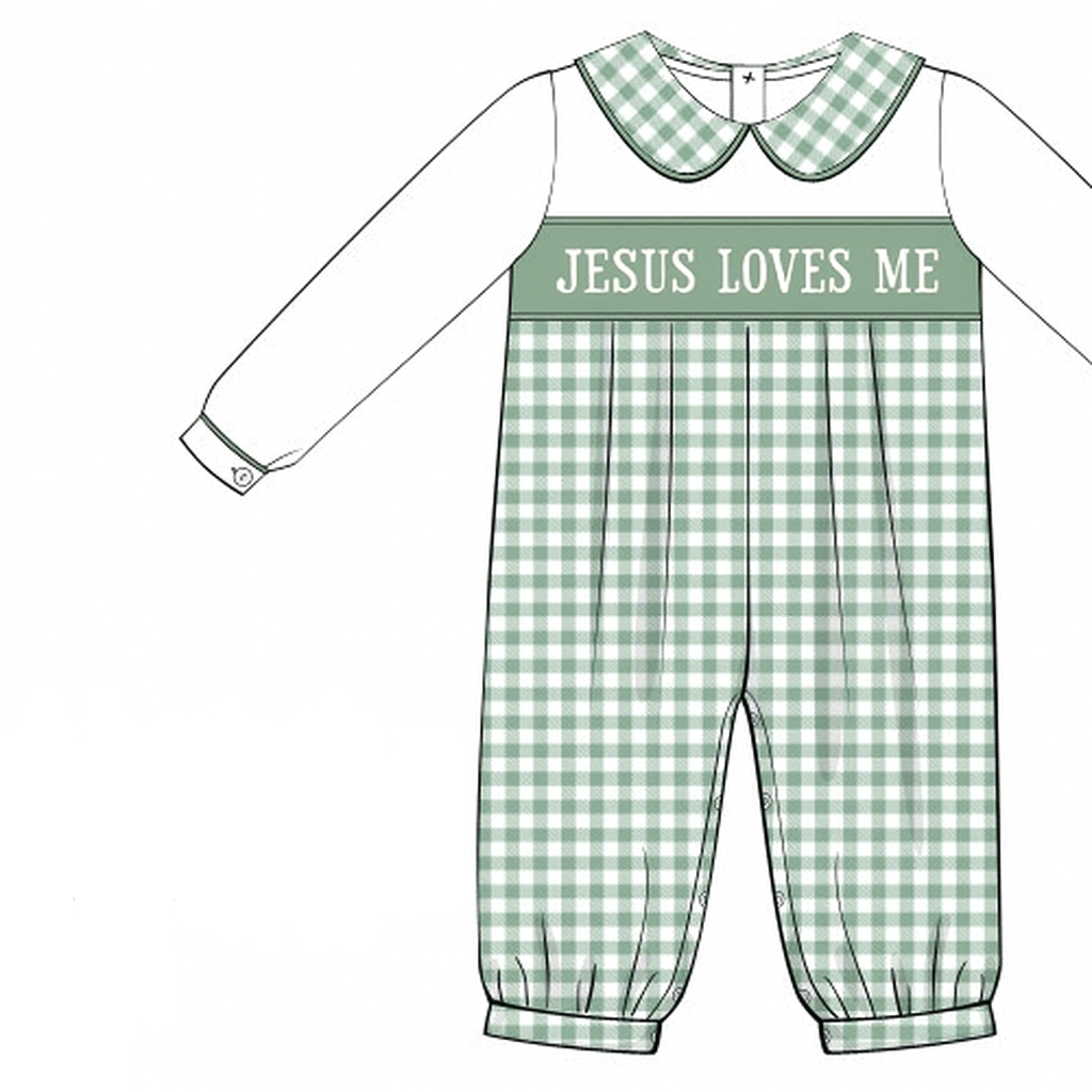 PO1228 Jesus Loves Me Boys Romper PREORDER