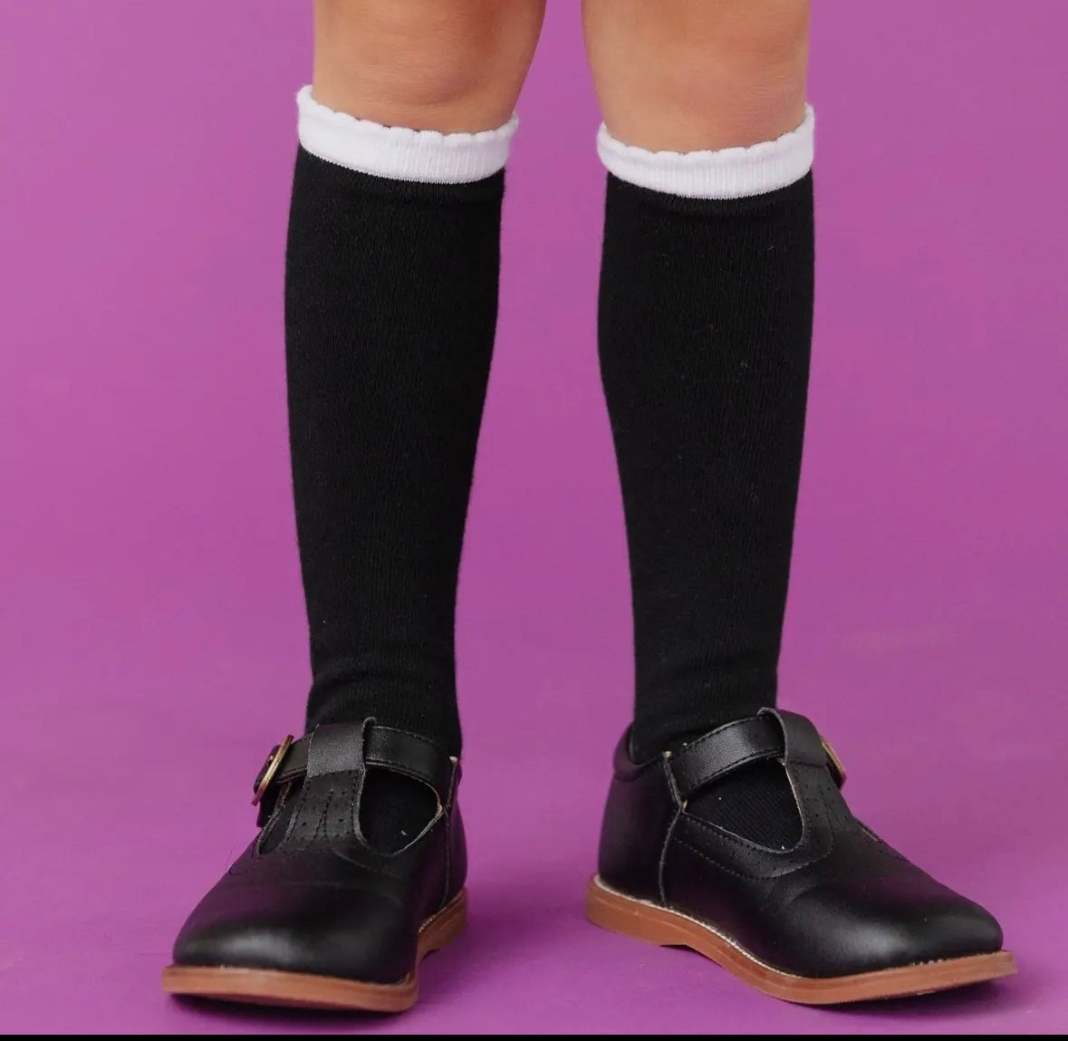 Little Stocking Co Black/White Knee Socks