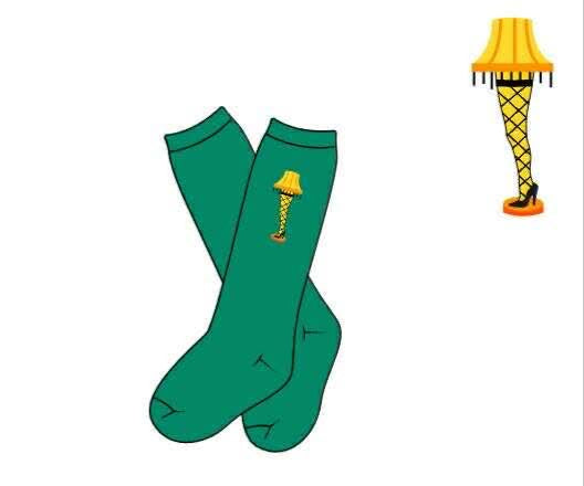 Christmas Story Embroidered Socks- green