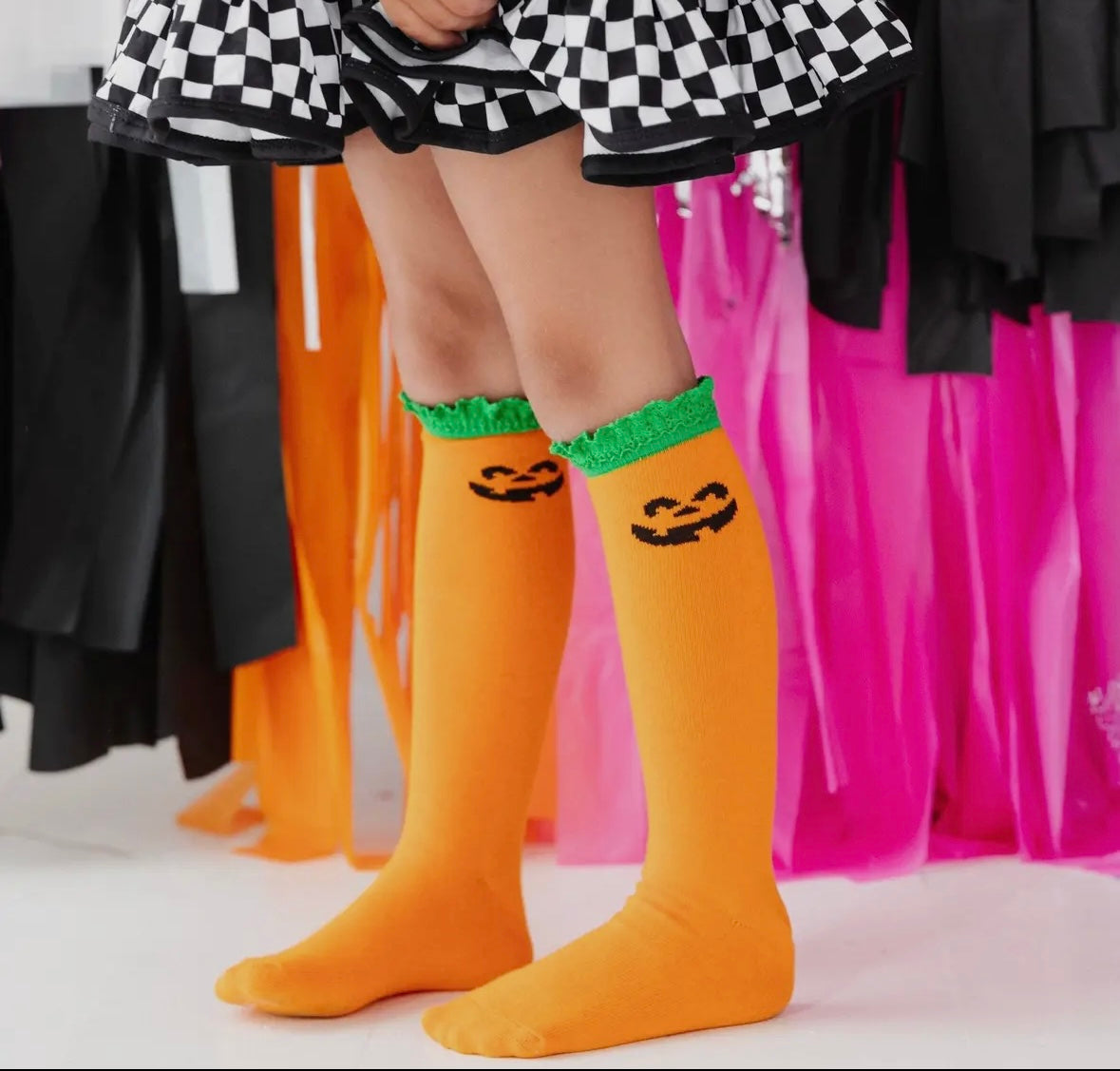 Little Stocking Co. Jack-O- Lantern Lace Knee Socks