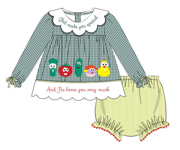 PO1228 Veggie Tales Girls Bloomer Set PREORDER