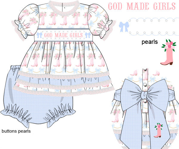 PO1230 God Made Girls Bloomer Set PREORDER