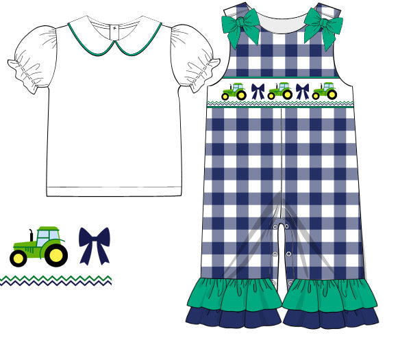 Tractor Girls Overalls Set