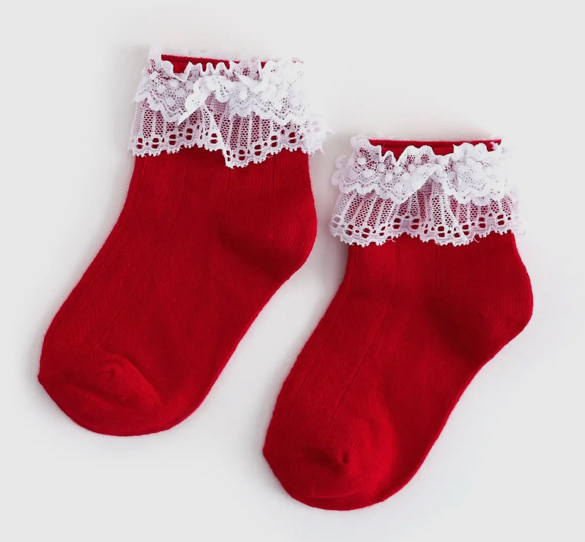 Little Stocking Co Lace Bobby Socks Red