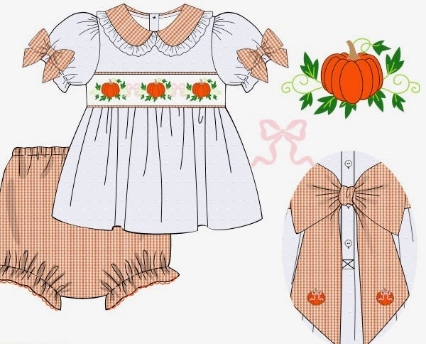 Pumpkin and Bows Bloomer Set