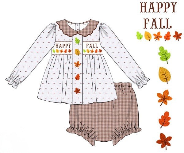 Happy Fall Swiss dot Bloomer Set