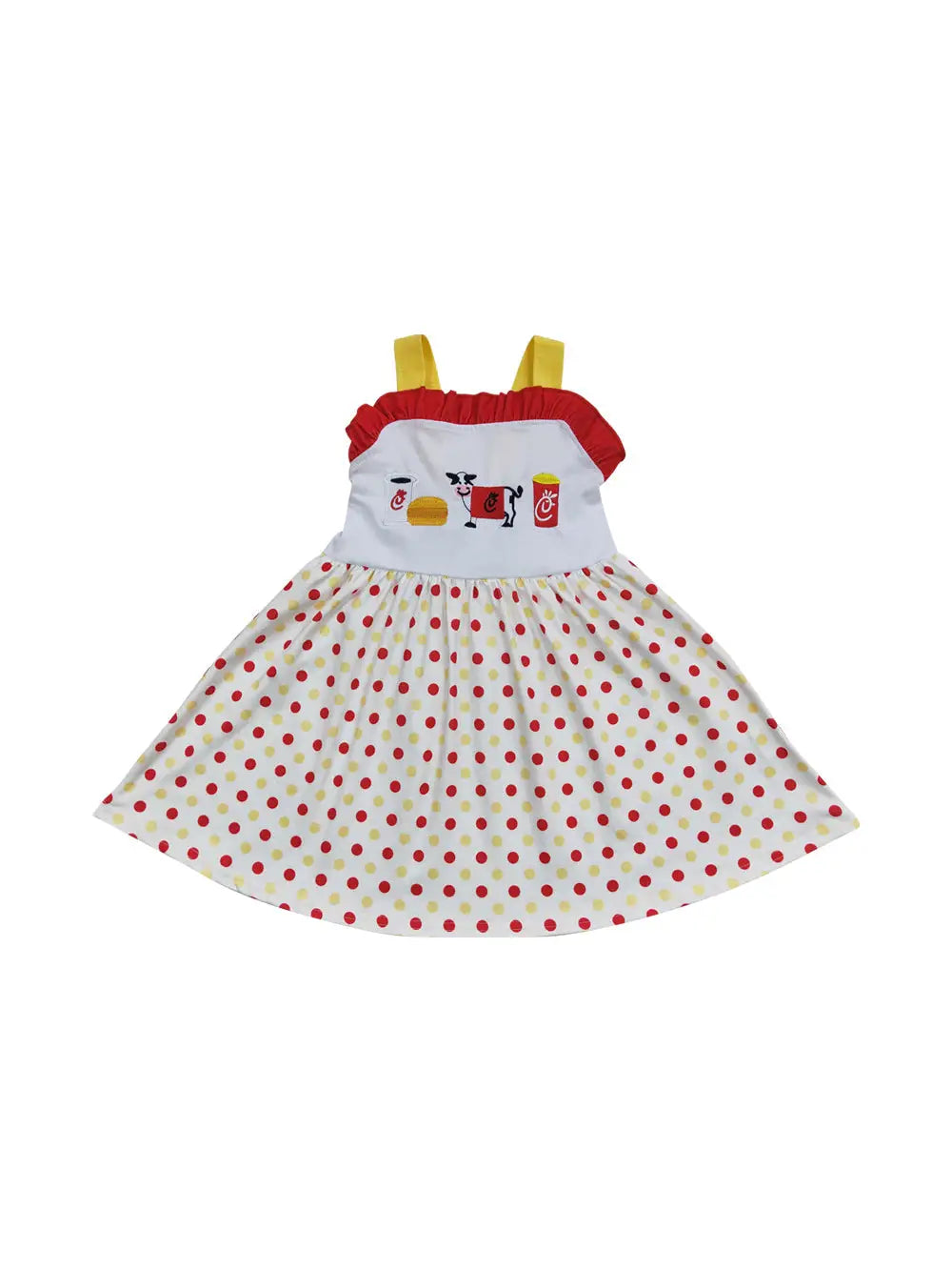 Girls Cow and Chicken Knee Length Dresses