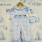 Blue Bows Overalls Set