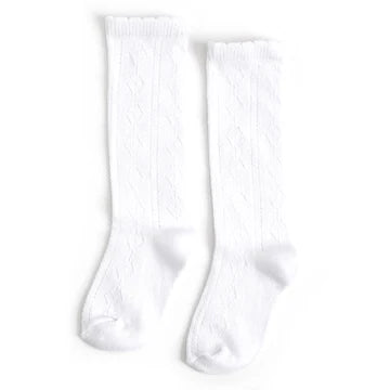 White Scalloped Fancy Knee High Socks