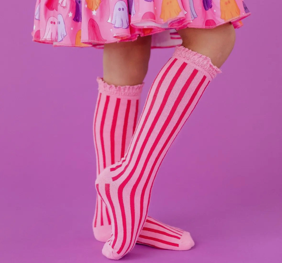 Little Stocking Co Taffy Pink Knee Socks