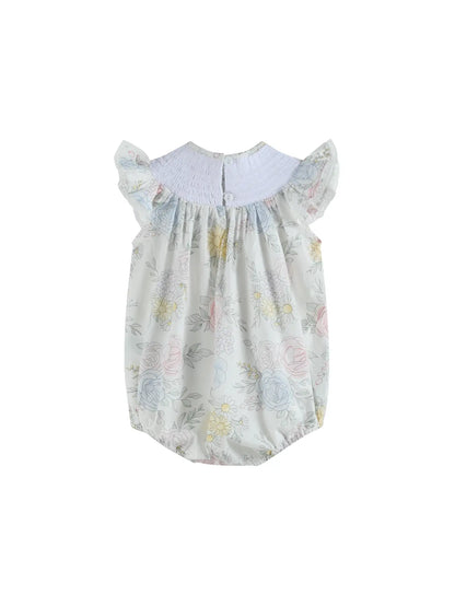 Floral Smocked Flutter Romper