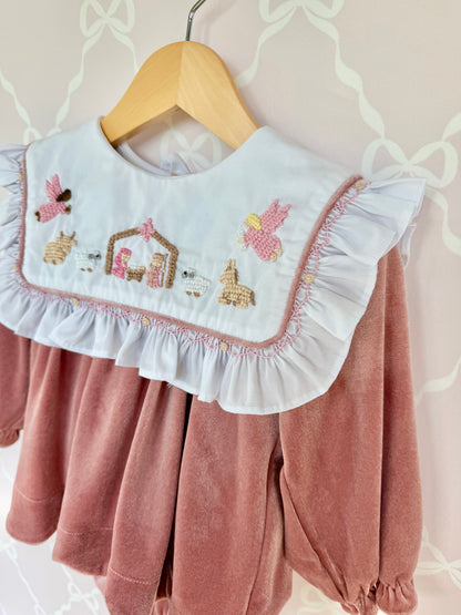 Pink Velvet Nativity Bloomer Set