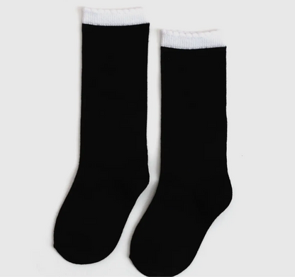 Little Stocking Co Black/White Knee Socks