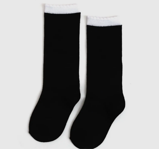 Little Stocking Co Black/White Knee Socks