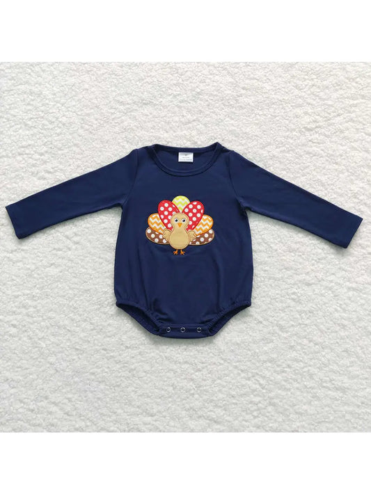 Navy Blue Turkey Appliqué Boys Bubble