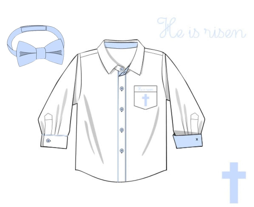 PO0215 Cross Boys Button Down Shirt & Bowtie Set PREORDER—ETA: February