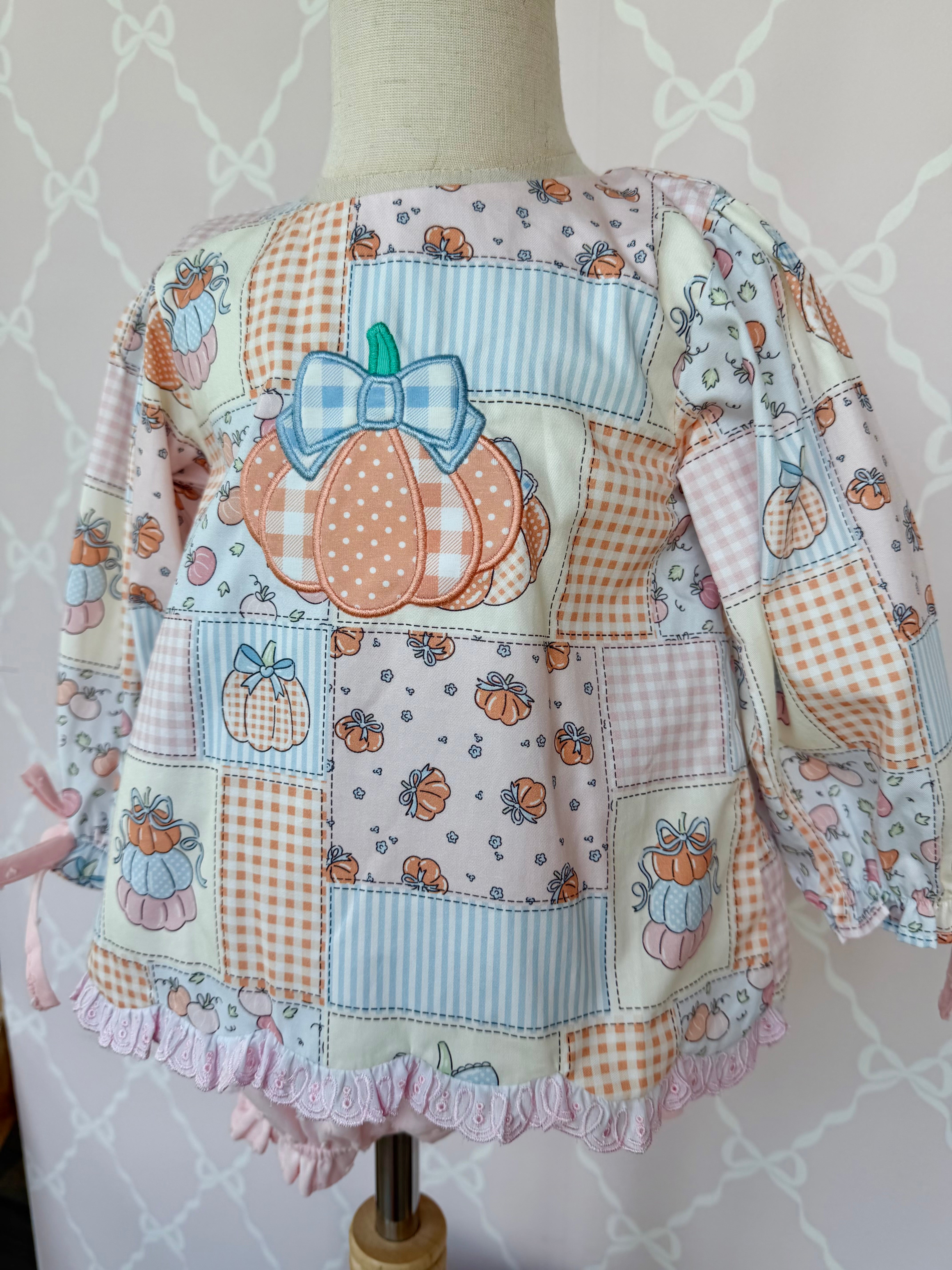 Patchwork Pumpkin Long Sleeve Bloomer Set
