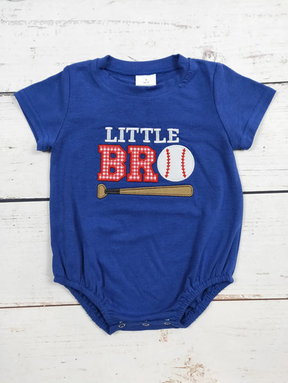 Little Bro Baseball Appliqué Baby Bubble