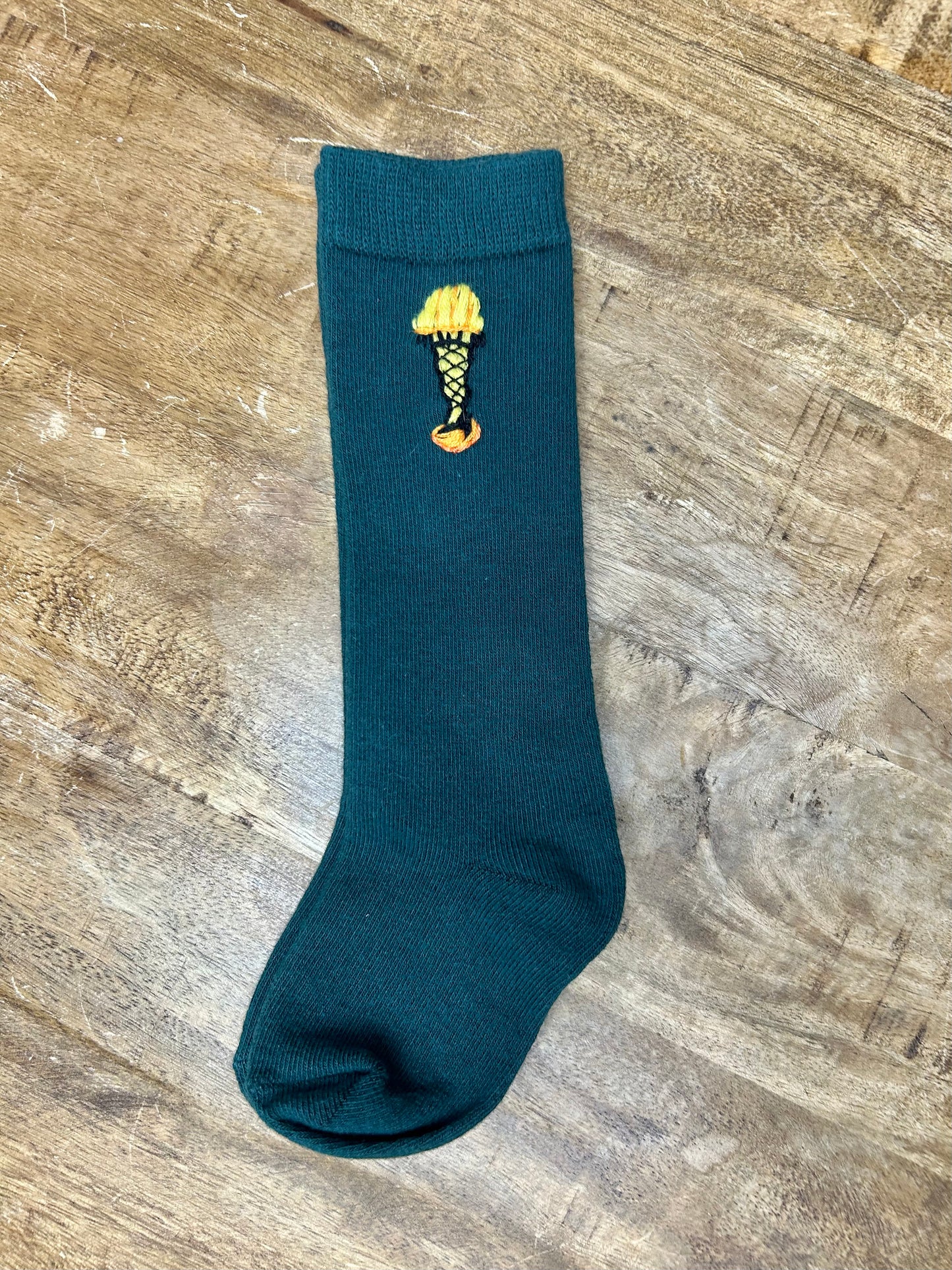 Christmas Story Embroidered Socks- green