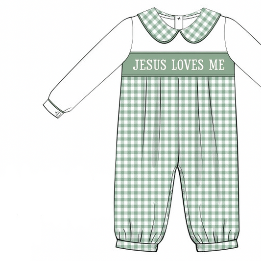 PO1228 Jesus Loves Me Boys Romper PREORDER