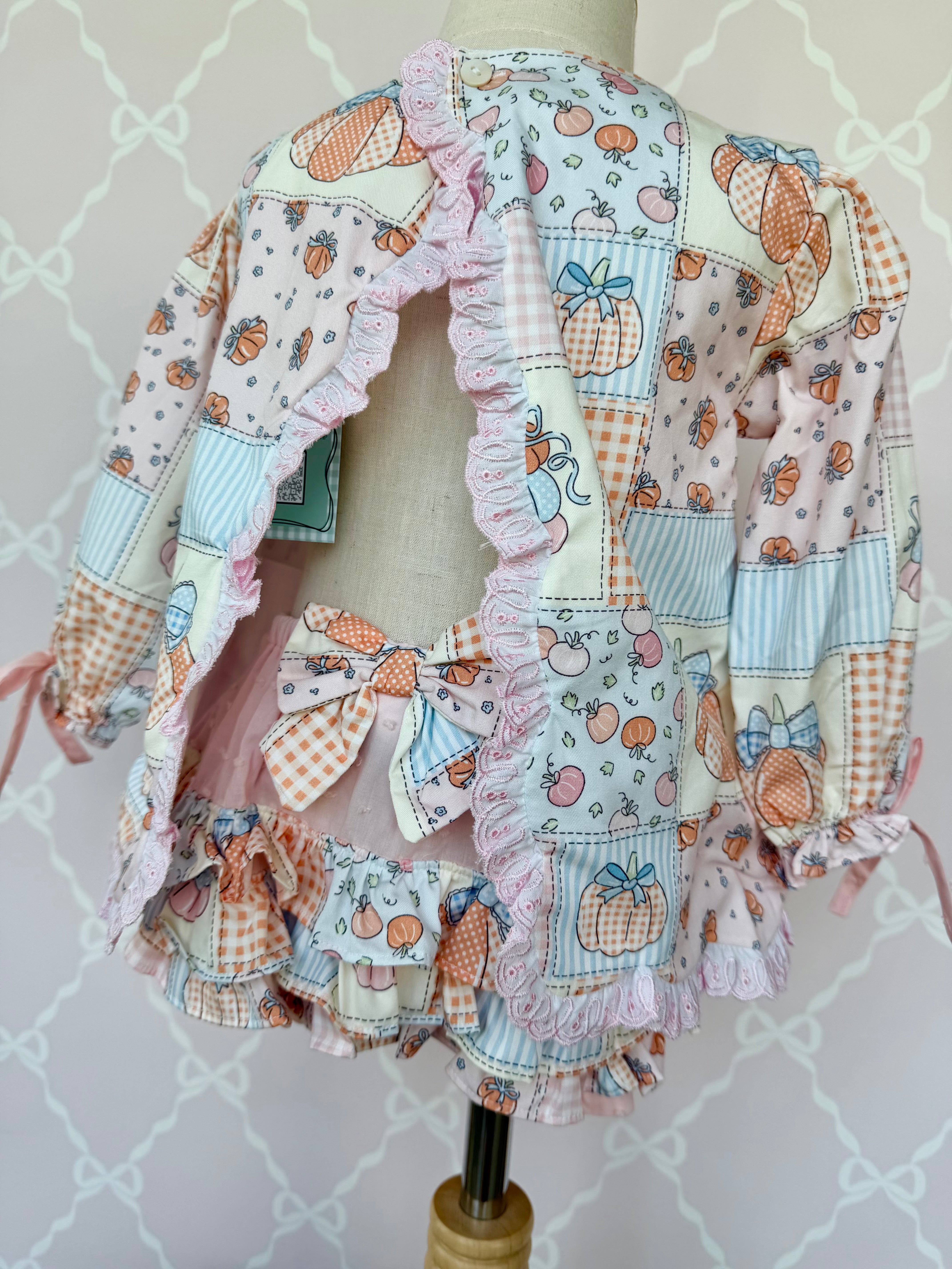 Patchwork Pumpkin Long Sleeve Bloomer Set