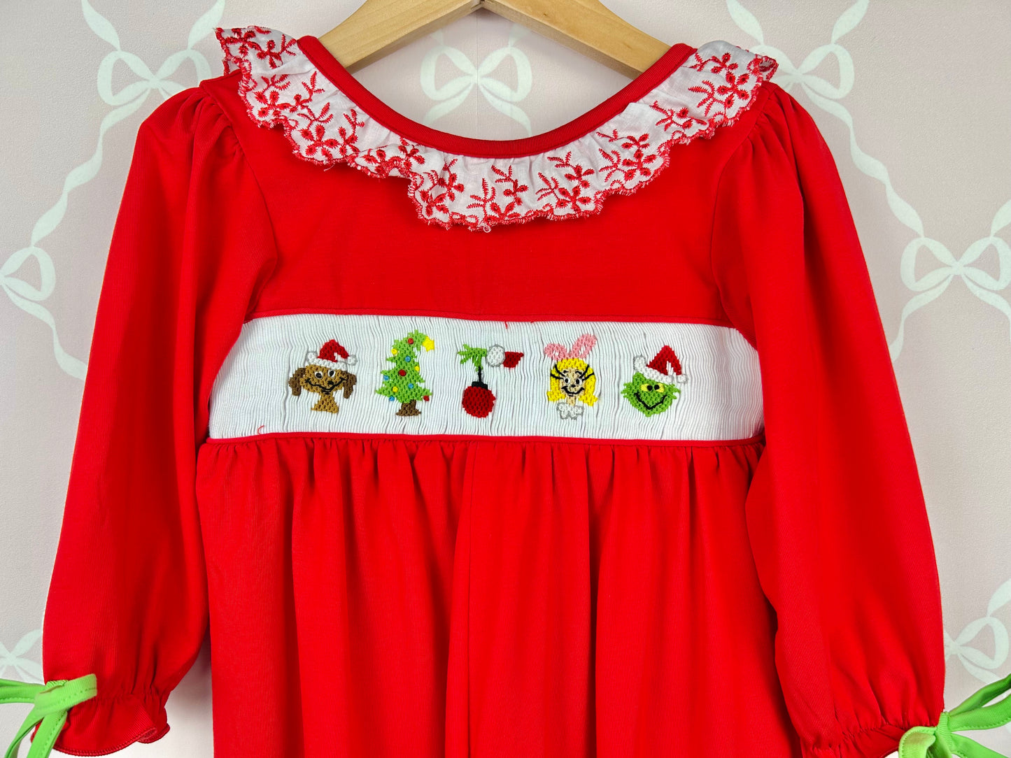 Grinch Smocked Girls Romper