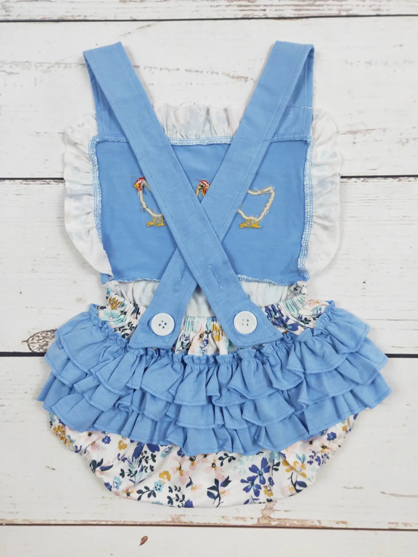 Chicken Appliqué Girls Bubble with Ruffle