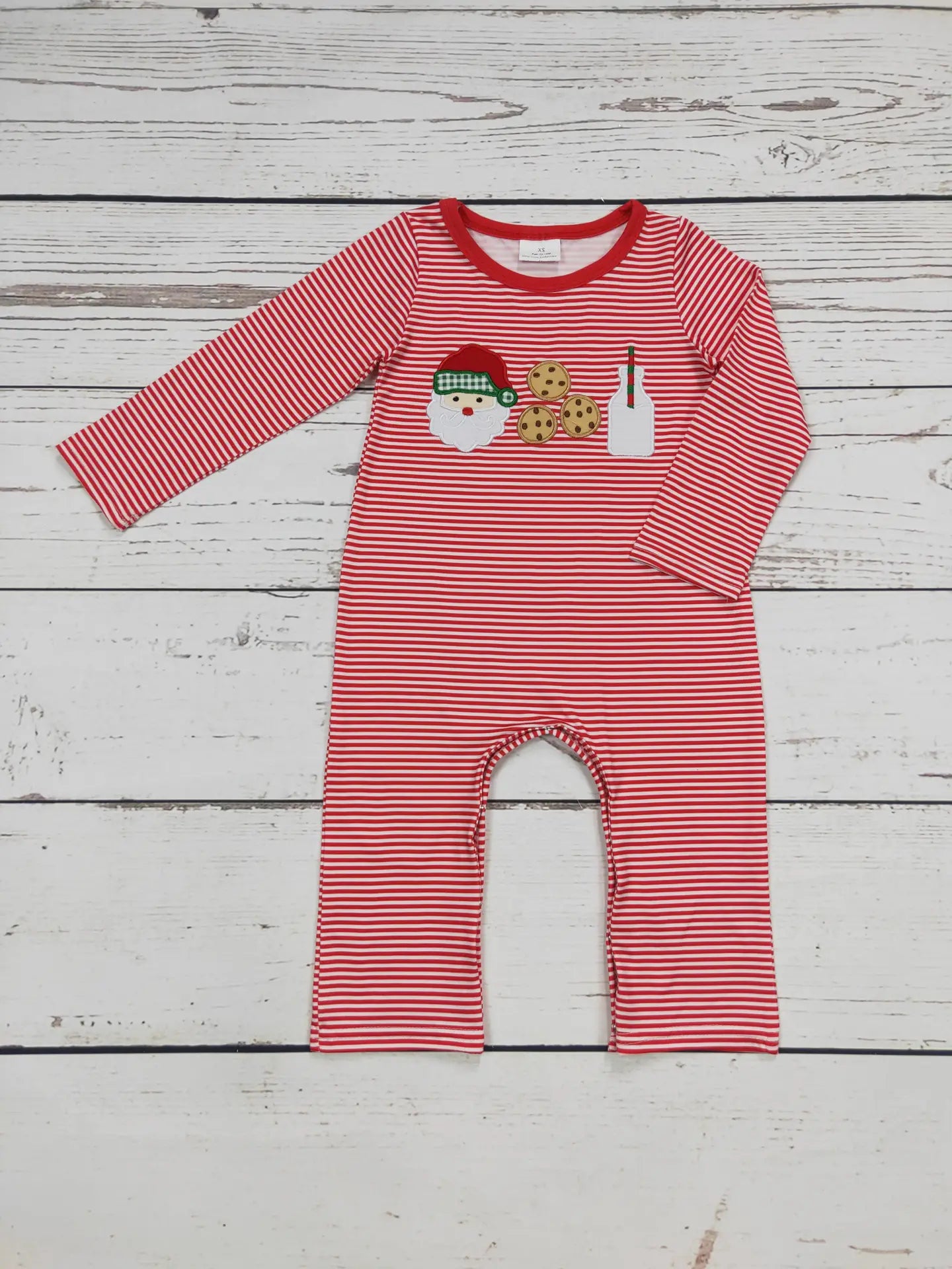 Santa's Milk and Cookies Appliqué Boy Romper