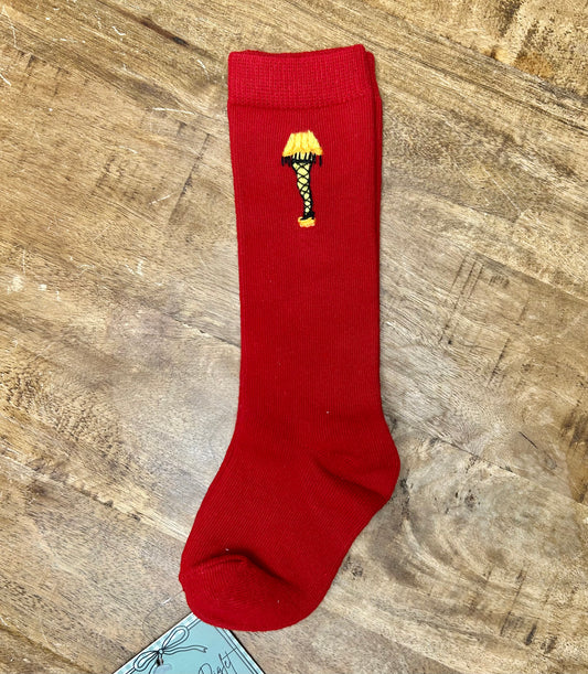 Christmas Story Embroidered Socks- red
