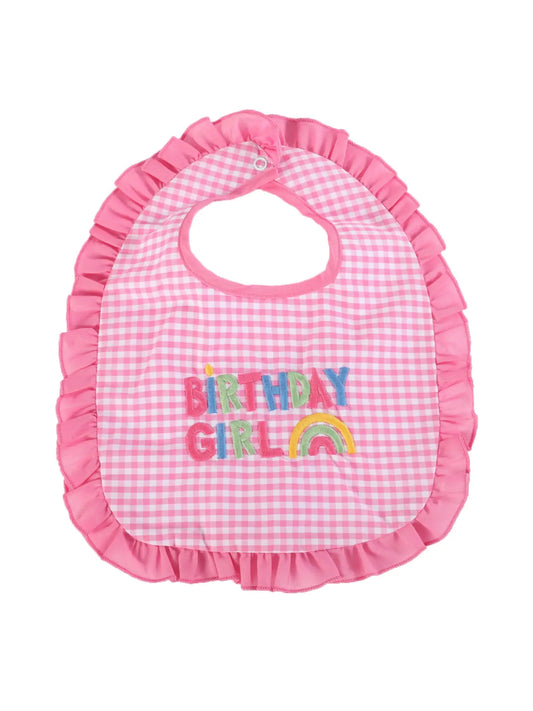 Pink Gingham 'birthday Girl' Bib