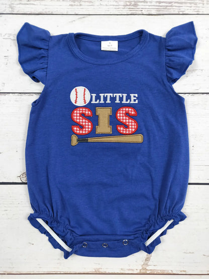 Little Sis Baseball Appliqué Baby Bubble