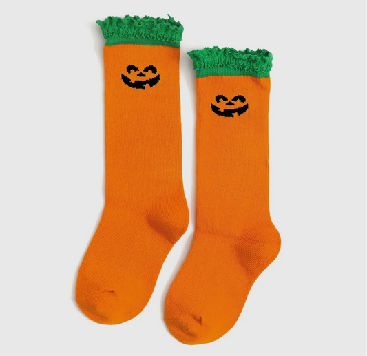 Little Stocking Co. Jack-O- Lantern Lace Knee Socks