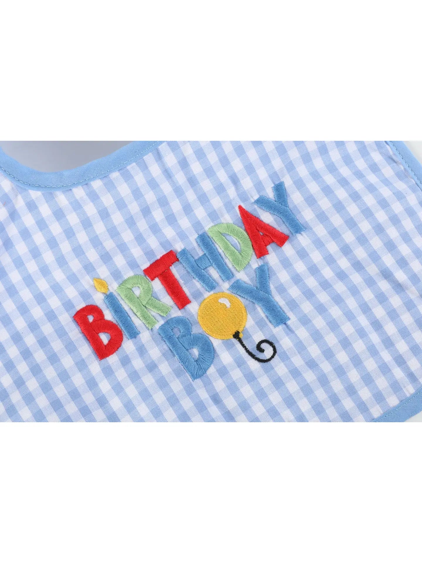 Blue Gingham 'birthday Boy' Bib