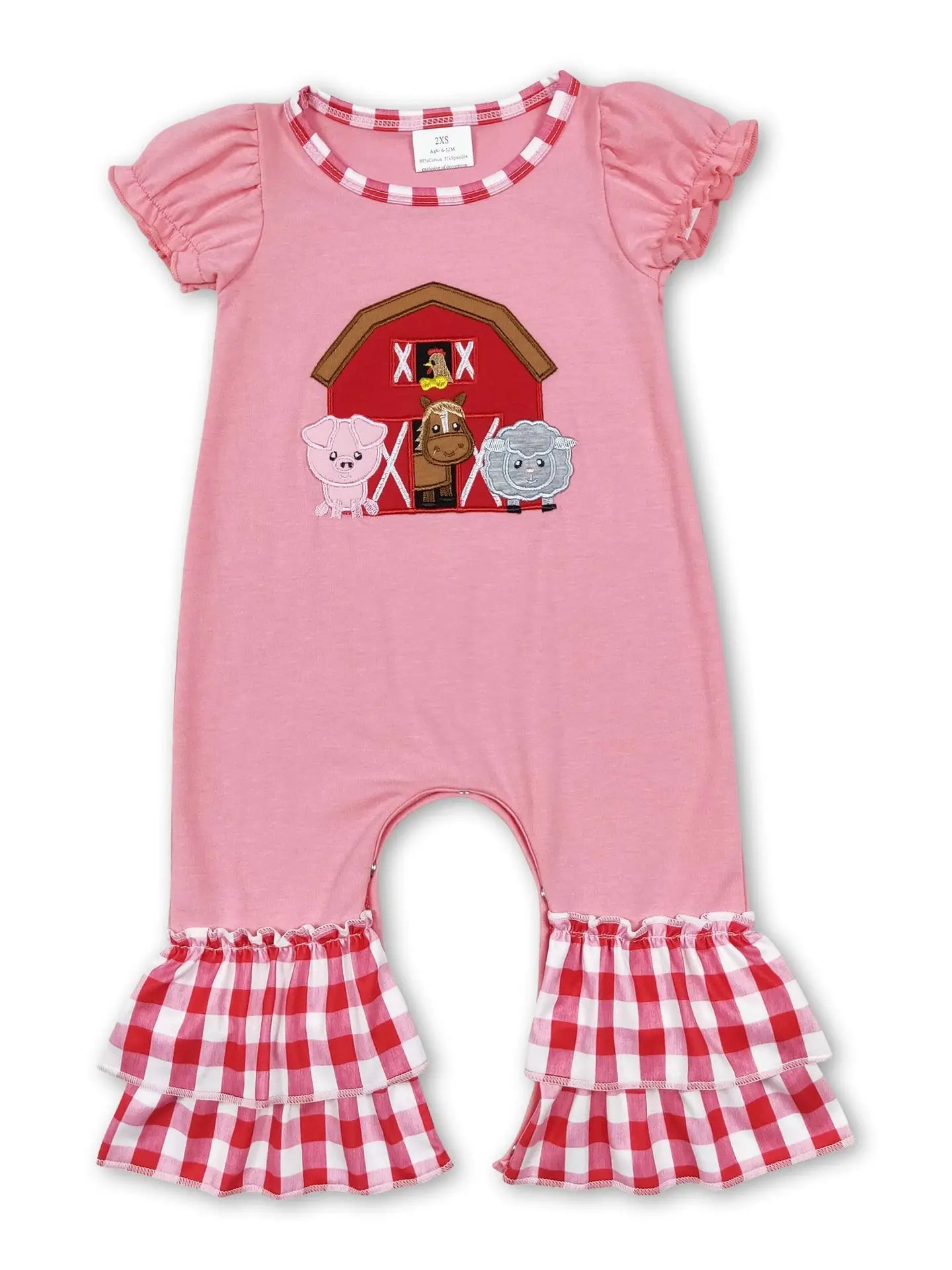 Short Sleeves Farm Baby Girl Romper