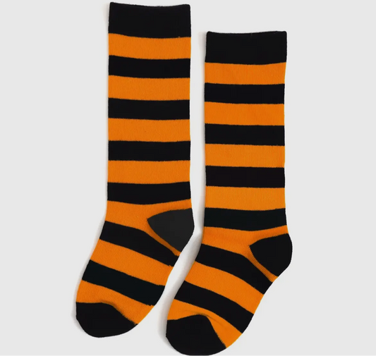 Little Stocking Co. Orange/Black Knee Socks
