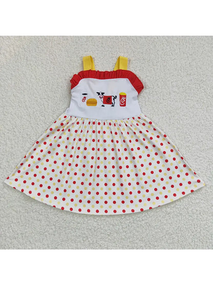 Girls Cow and Chicken Knee Length Dresses