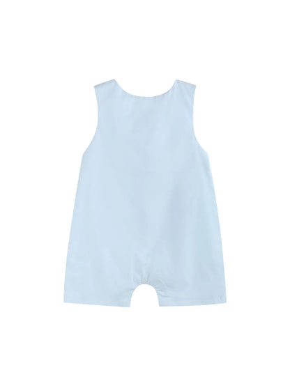 Blue Birthday Boy Smocked Shortalls