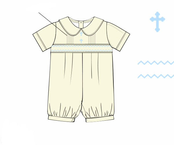 PO0215 Yellow Easter Heirloom Boys Romper PREORDER—ETA: February