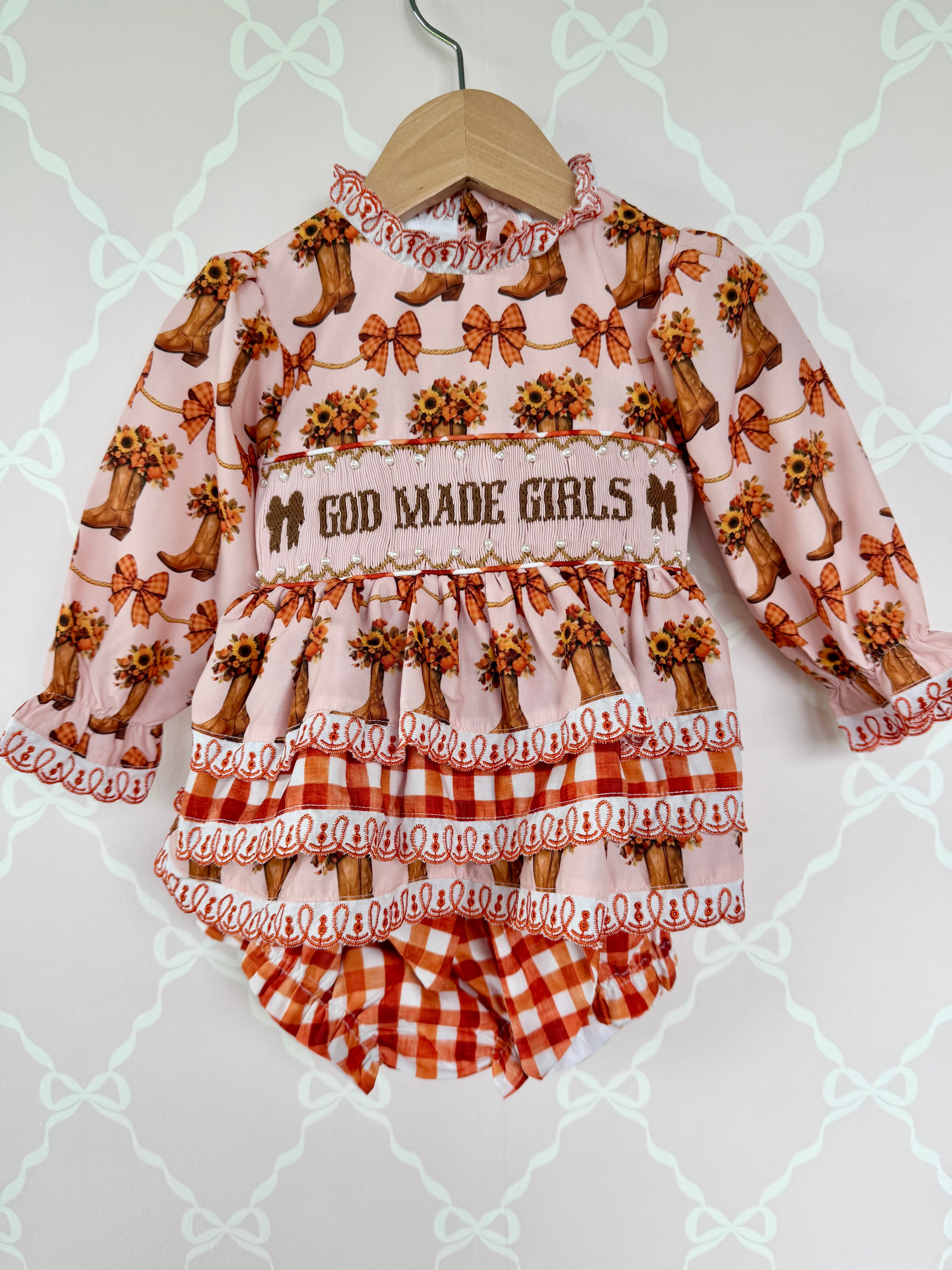 God Made Girls Fall Bloomer Set