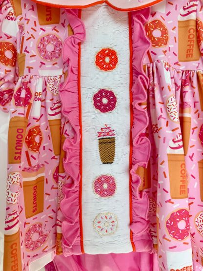 Donuts & Coffee Smocked Bloomer Set
