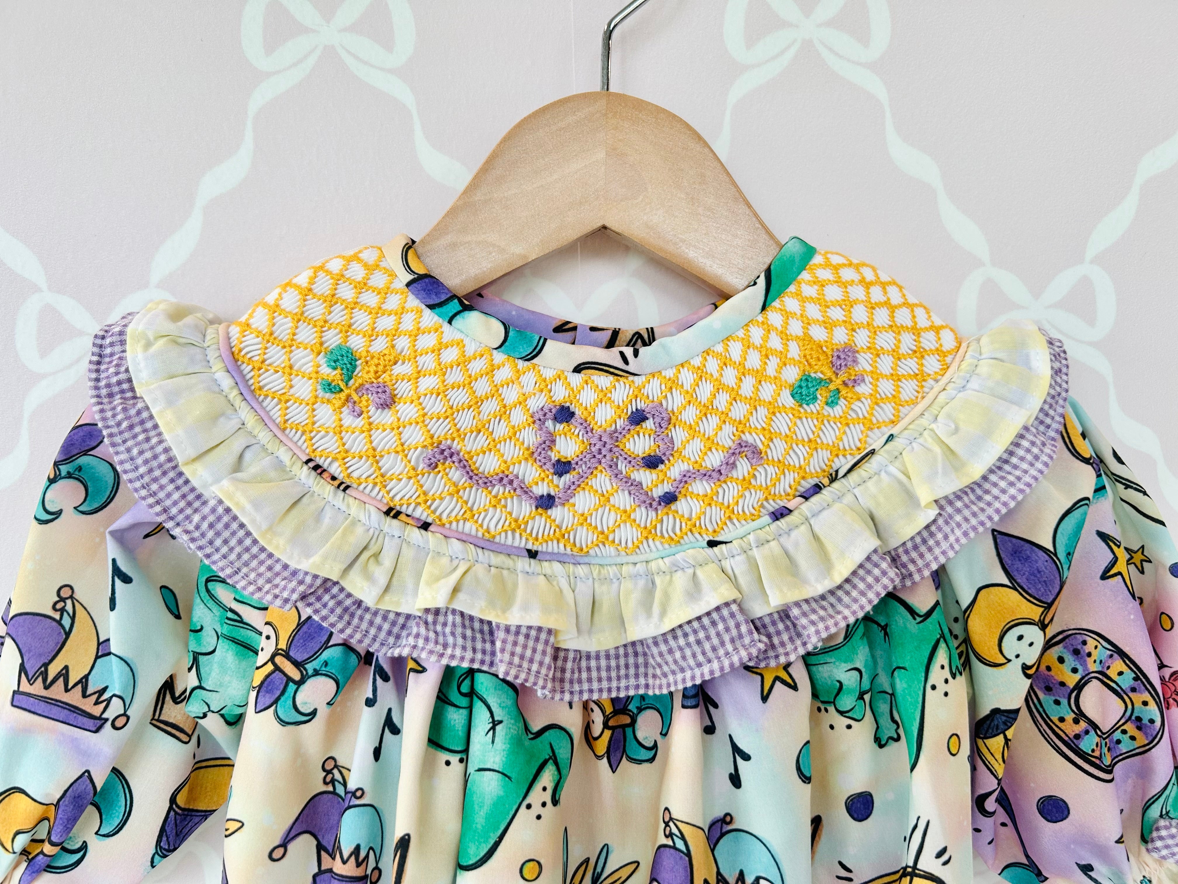 Mardi Gras Smocked Bubble