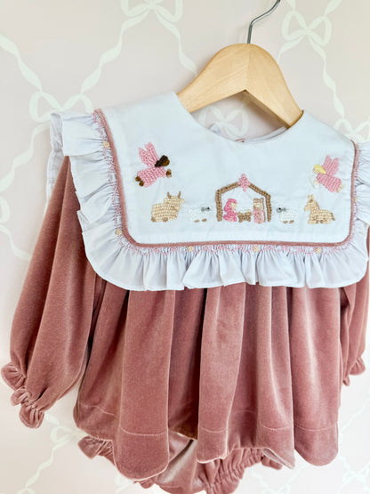 Pink Velvet Nativity Bloomer Set