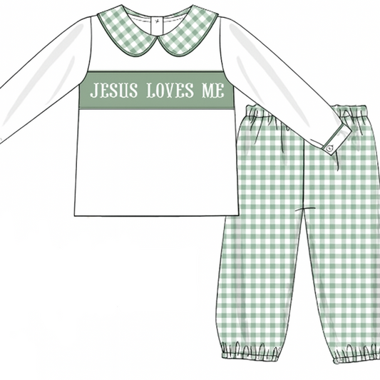 PO1228 Jesus Loves Me Boys Pants Set PREORDER