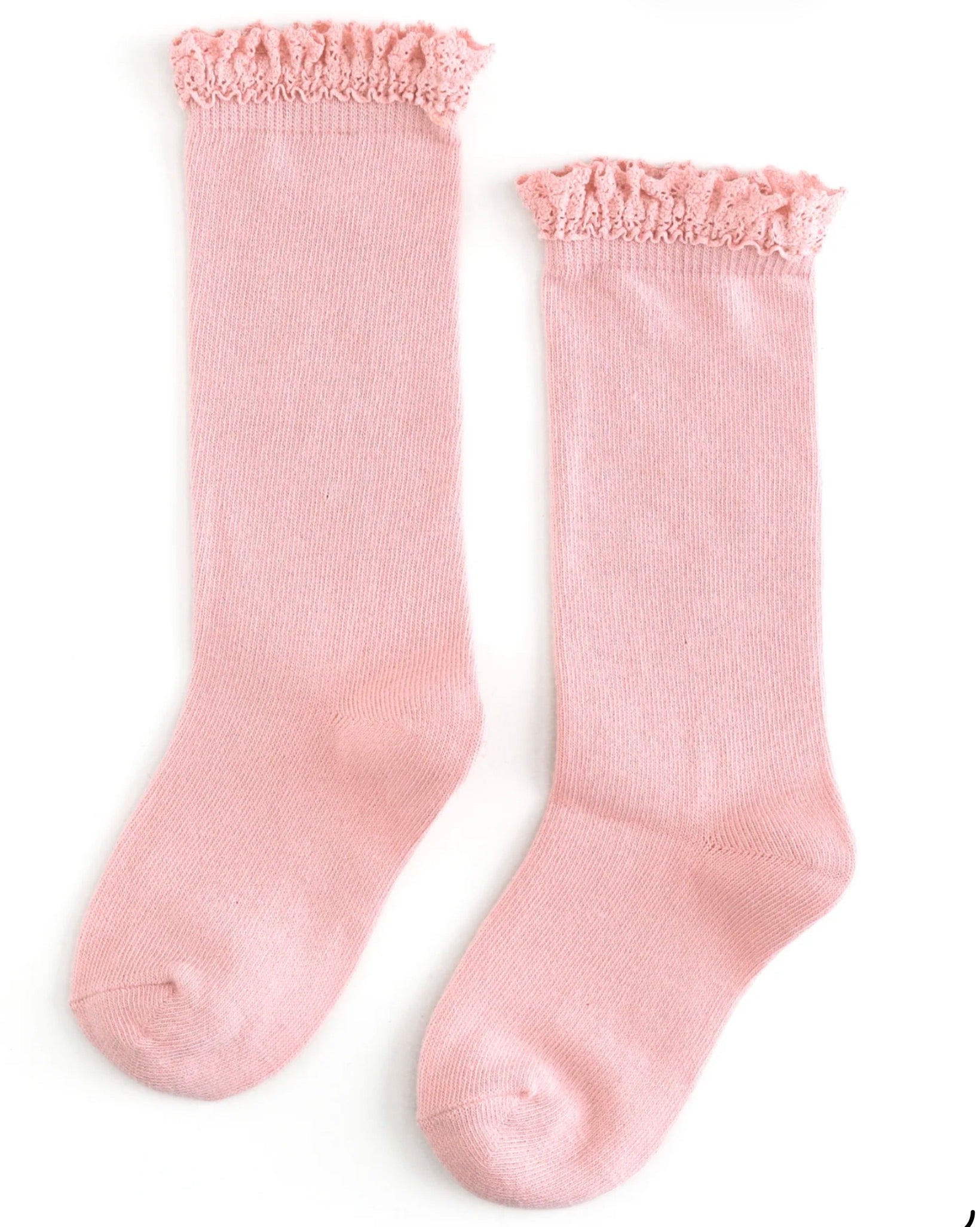 Quartz Pink Lace Top Knee High Socks