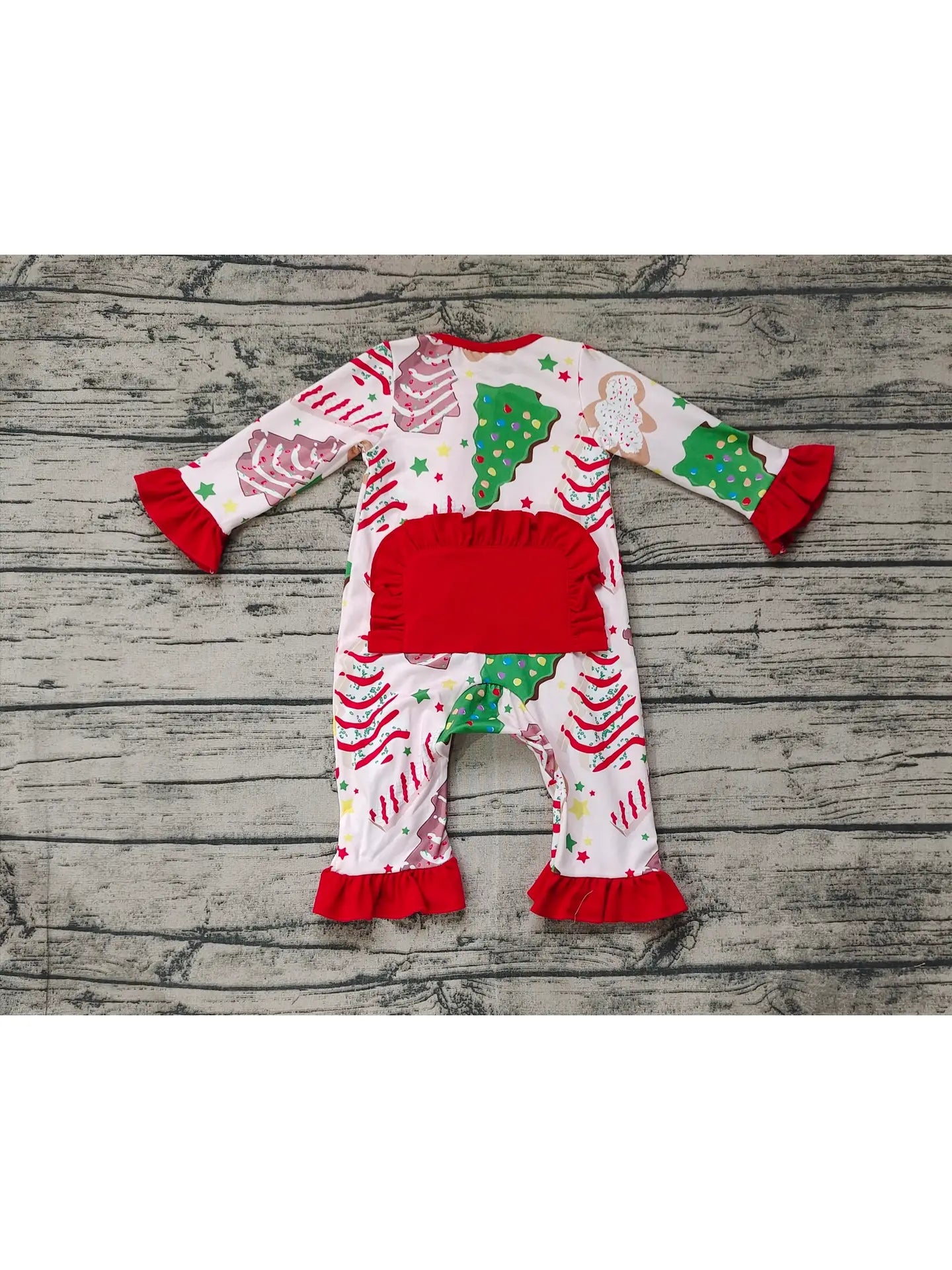 Christmas Tree Cake Long Sleeve Romper