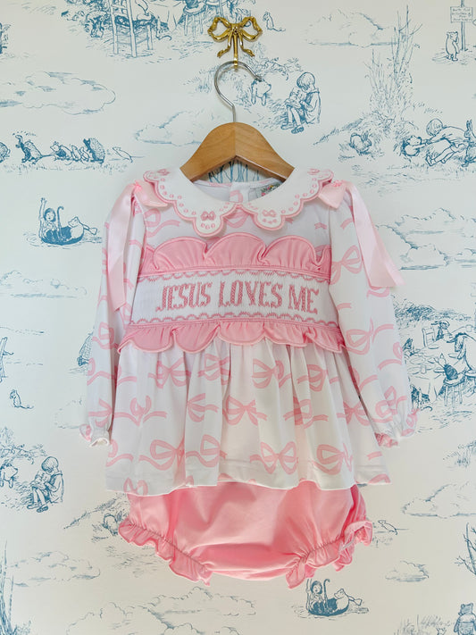 Jesus Loves Me Girls Bloomer Set
