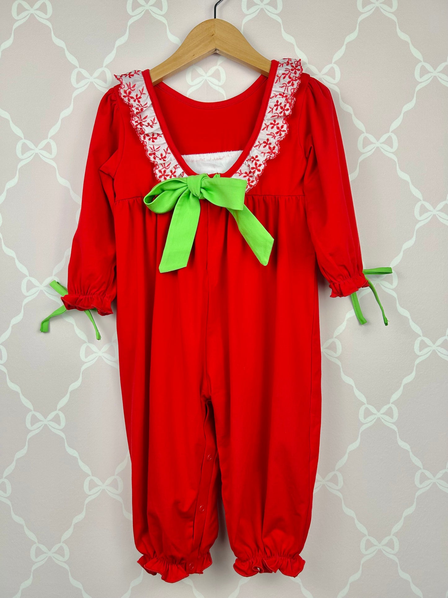 Grinch Smocked Girls Romper
