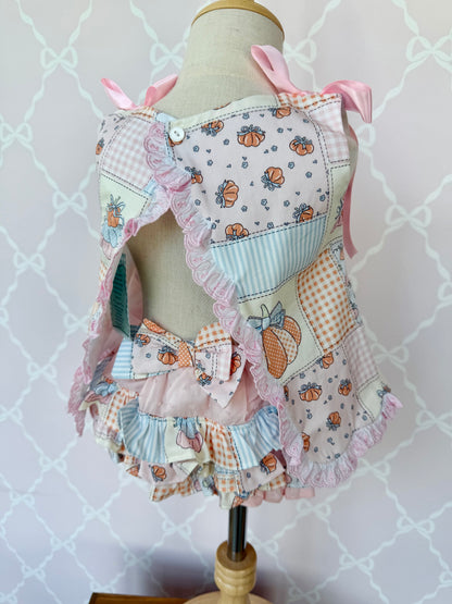 Patchwork Pumpkin Short Sleeve Bloomer Set