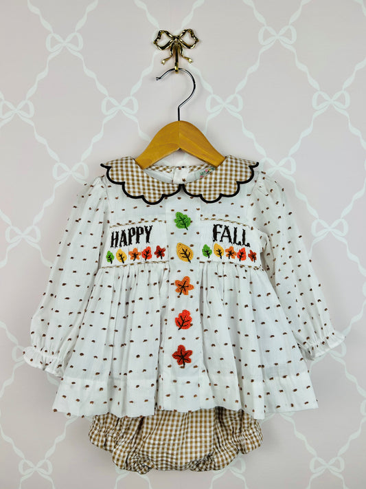 Happy Fall Swiss dot Bloomer Set